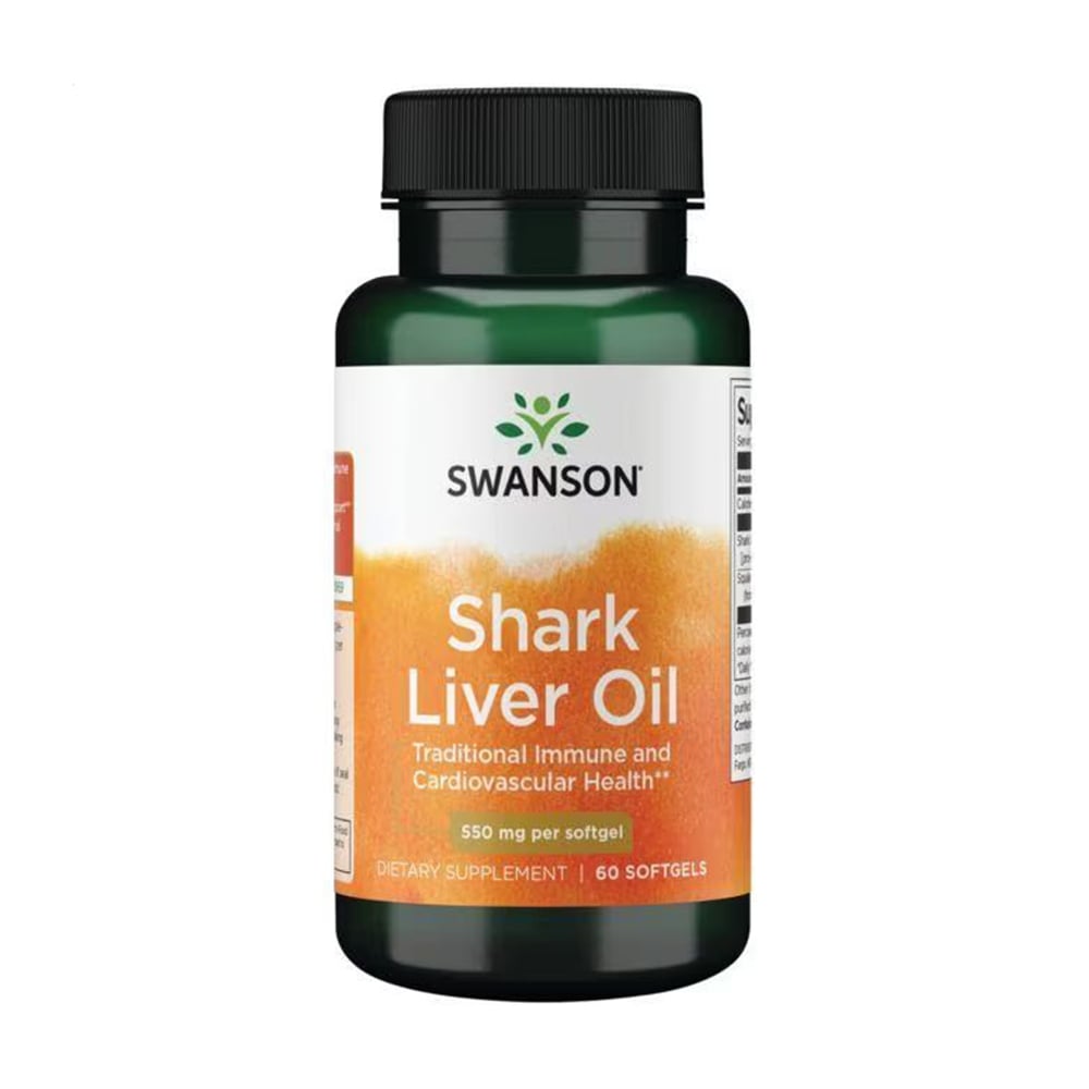 Олія печінки акули Swanson Shark Liver Oil 550 мг, 60 гелевих капсул