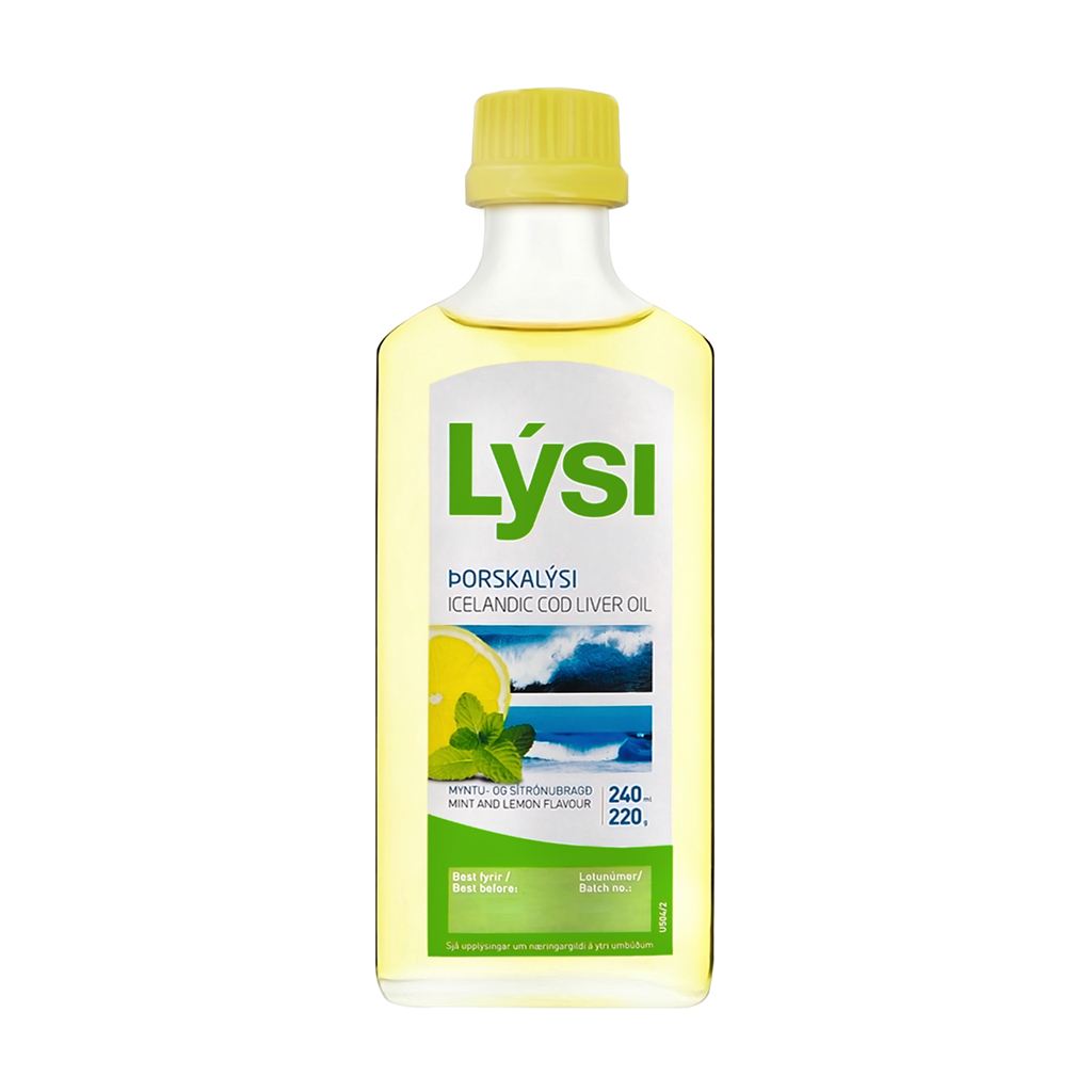 Олія печінки тріски Lysi Icelandic Cod Liver Oil зі смаком м'яти та лимону, в рідині, 240 мл